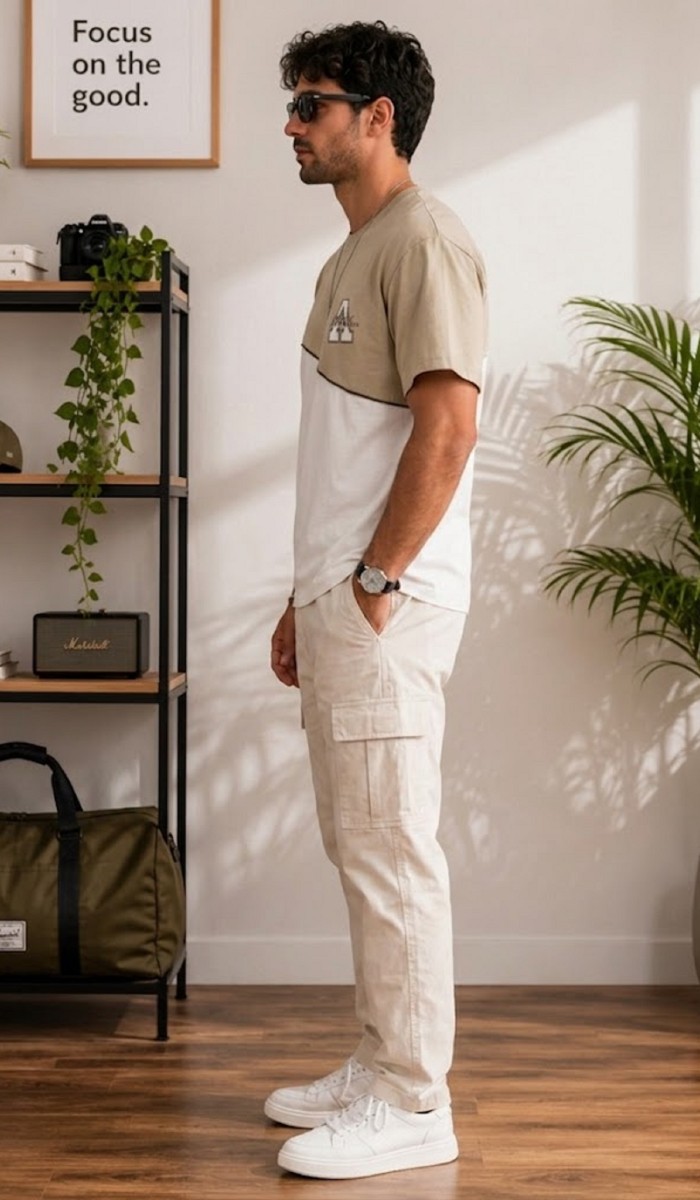 Erkek Beyaz O Yaka Basic T-Shirt 